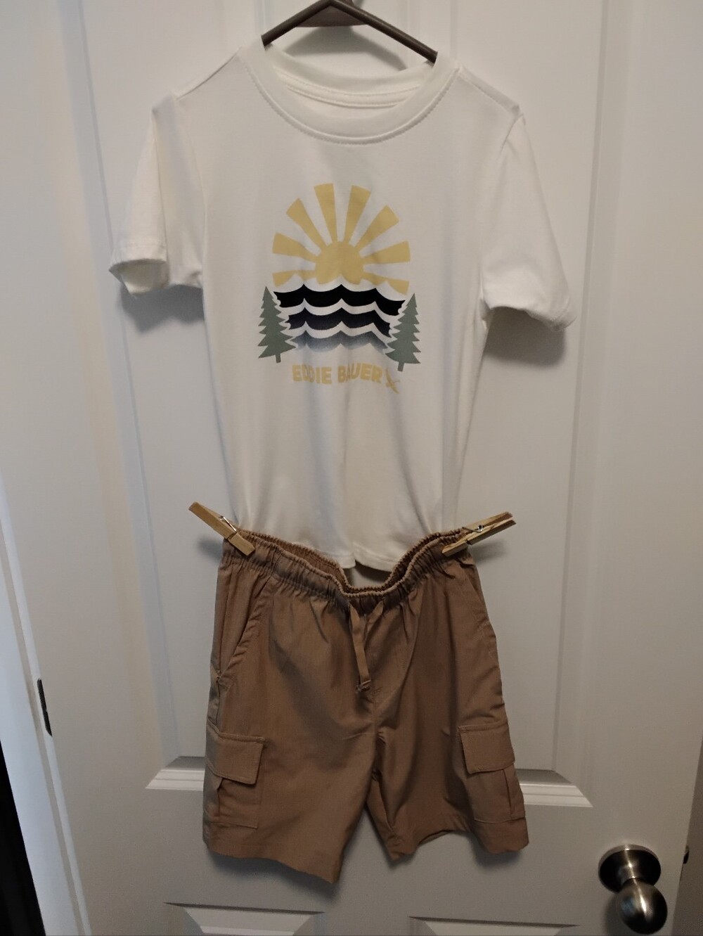 Boys Tan Cargo Shorts - Casual Elastic Waist Size 5